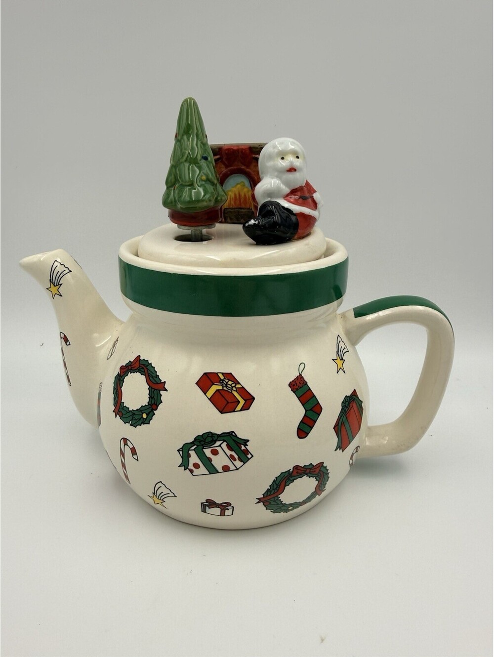 Vintage Jingle Bell Christmas Tea Pot Used J.S.NY Made in China